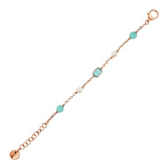 Bronzallure Bracelet with Cat's Eye Effect Stones and Freshwater Pearls -