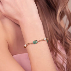 Bronzallure Bracelet with Cat's Eye Effect Stones and Freshwater Pearls -