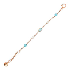 Bronzallure Bracelet with Cat's Eye Effect Stones and Freshwater Pearls -