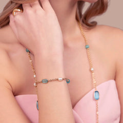 Bronzallure Bracelet with Cat's Eye Effect Stones and Freshwater Pearls -