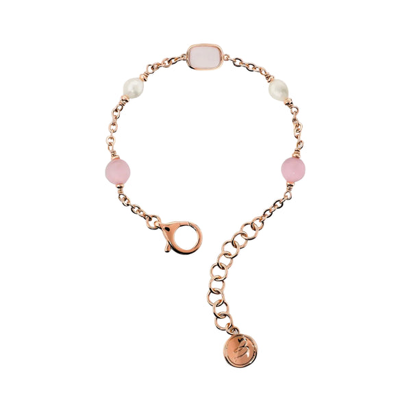 Bracciale Bronzallure con Pietre Effetto Occhio di Gatto e Perle d'Acqua Dolce -