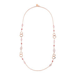 Collana Bronzallure Lunga con Maglie ad Anelli e Quarzite Rosa WSBZ02624.RQ