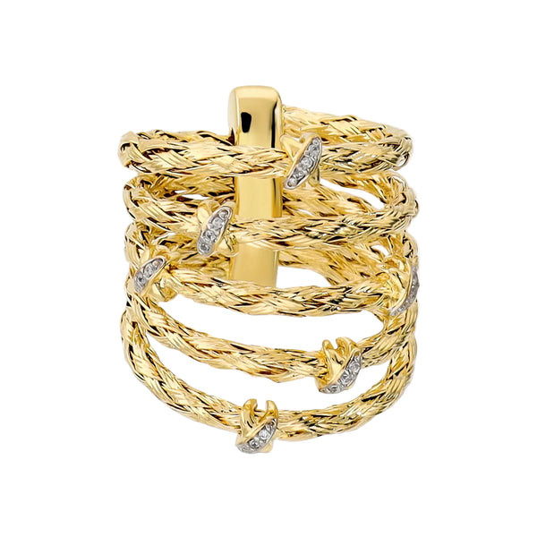 Anello Etrusca Multifilo Texture Corda Diamantata con Cubic Zirconia WSET00968.YG