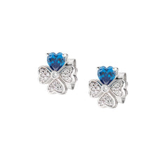 Orecchini Amen "Quadricuore" Blu Con Zirconi Bianchi EQUSBBLO