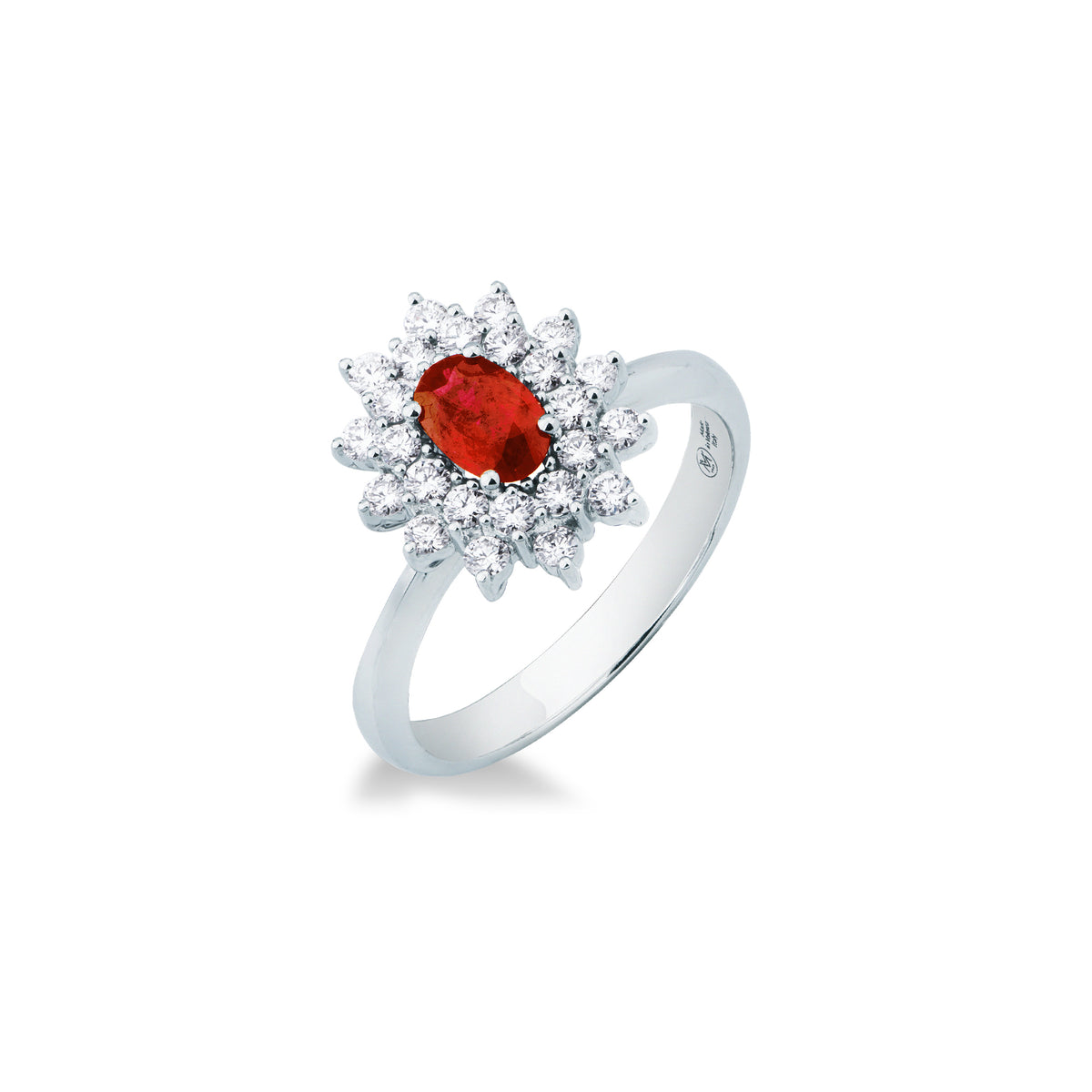 Anillo Mirco Visconti con rubí natural y doble hilera de diamantes