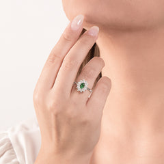 Anello Mirco Visconti con Smeraldo Naturale e Doppio Giro di Diamanti IE90/F10S