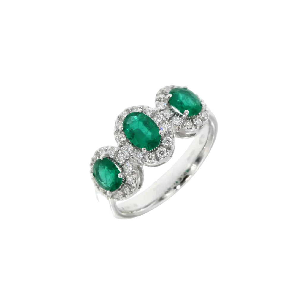 Mirco Visconti Trilogy Ring with Natural Emeralds and Diamonds