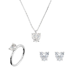 Set Bronzallure Orecchini, Collana E Anello Taglio Cuore Con Zirconi