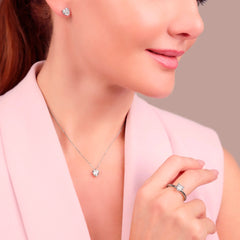Set Bronzallure Orecchini, Collana E Anello Taglio Cuore Con Zirconi