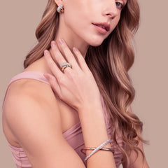 Anello Bronzallure a Intreccio in Pavé di Cubic Zirconia -