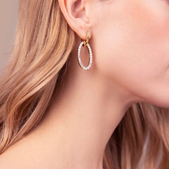 Bronzallure Oval Drop Earrings with Cubic Zirconia Pavé WSBZ02593Y.WR