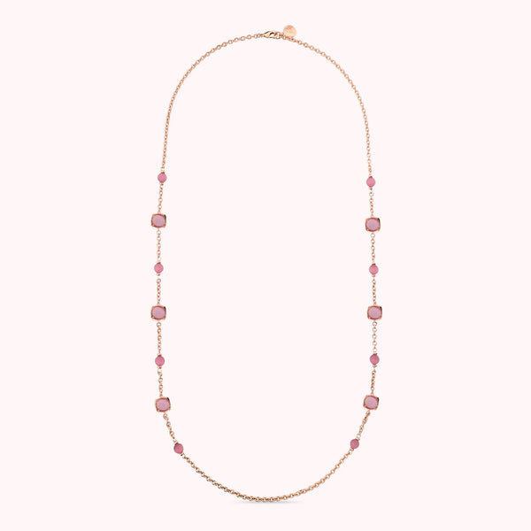 Collana Lunga Maglia Rolo e Pietre Effetto Occhio di Gatto WSBZ02612.RCE