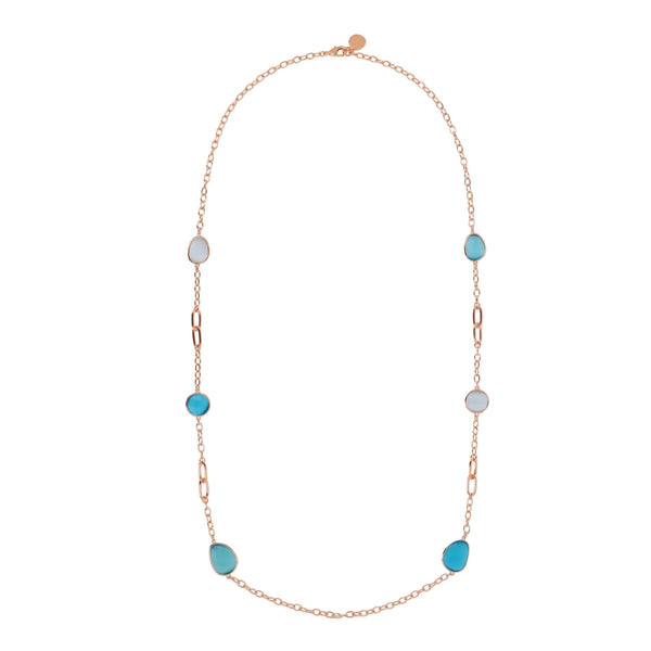 Collana Bronzallure Lunga con Pietre Effetto Occhio di Gatto WSBZ02616.BLU