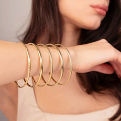 Bracciale Etrusca Set 5 Bangle Lucidi e Martellati WSET00951.YG