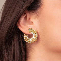 Etrusca Half-Hoop Earrings with Sandblasted Texture WSET00974.YG