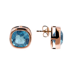 Bronzallure Stud Earrings with Cushion Cut Gem Prism -