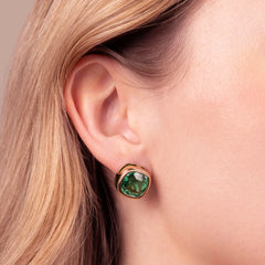 Bronzallure Stud Earrings with Cushion Cut Gem Prism -