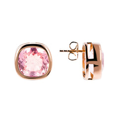 Bronzallure Stud Earrings with Cushion Cut Gem Prism -
