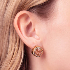 Bronzallure Stud Earrings with Cushion Cut Gem Prism -