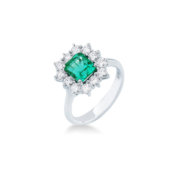 Anello Mirco Visconti con Smeraldo Ottagonale e Diamanti MV214/SE