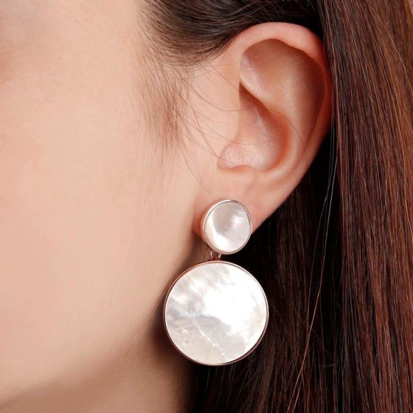 Pendientes colgantes de nácar con doble disco Bronzallure