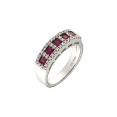 Anillo Mirco Visconti con rubíes y diamantes naturales de talla cuadrada