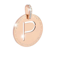 Rebecca Charm Mi Alfabeto Inicial Letra P Grande Rosa con Circonita