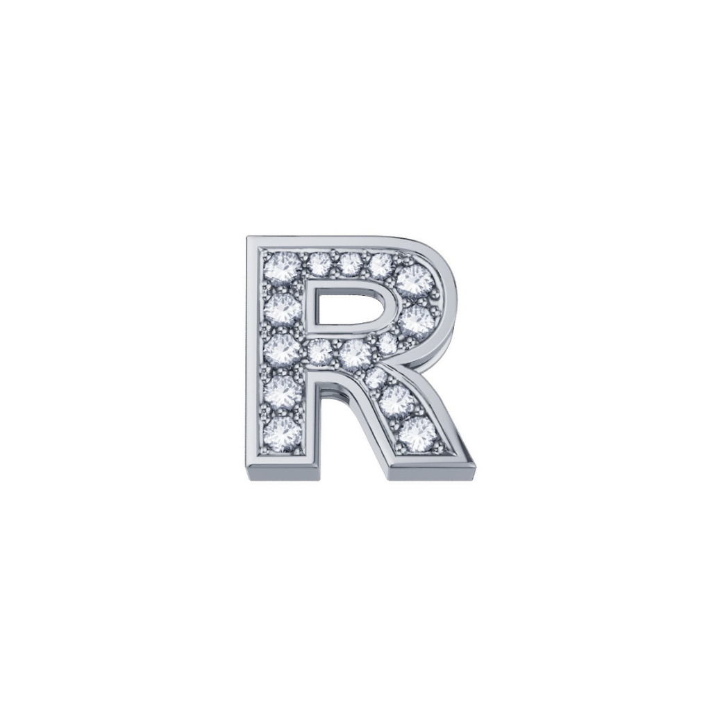 Charm Elements Lettera R in Oro Bianco e Diamanti 0,02 ct DCHF3319R.002