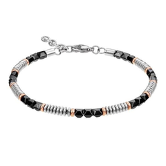 Zancan Men's Bracelet in 316L Steel with Black and Rose Inserts