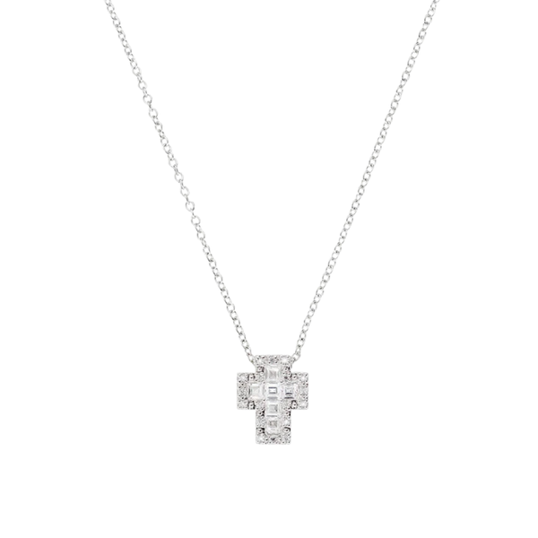 Collana Amen Mini Con Croce Con Zirconi Bianchi E Colorati CLCRREBB