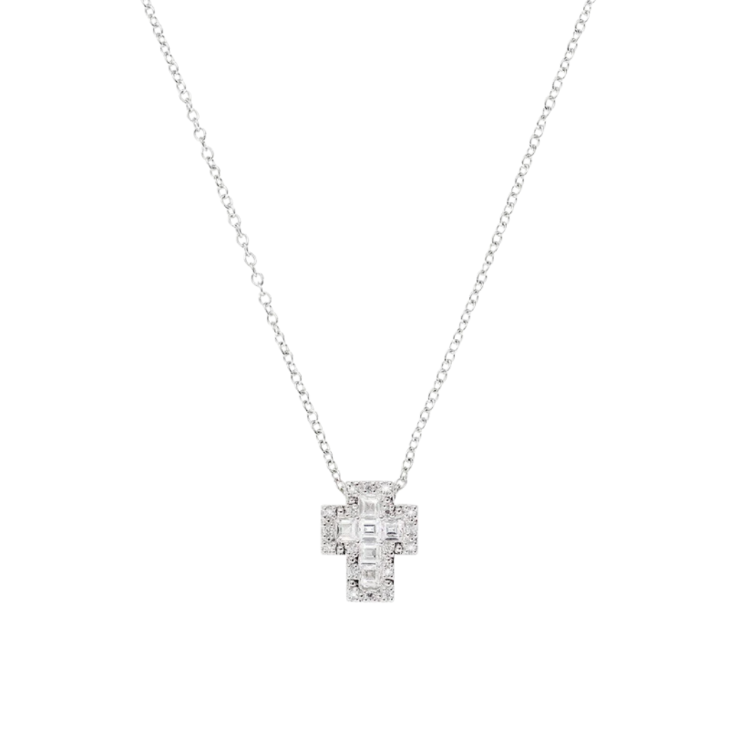 Amen Mini Necklace with Cross with White Zircons CLCRREBBBZ3