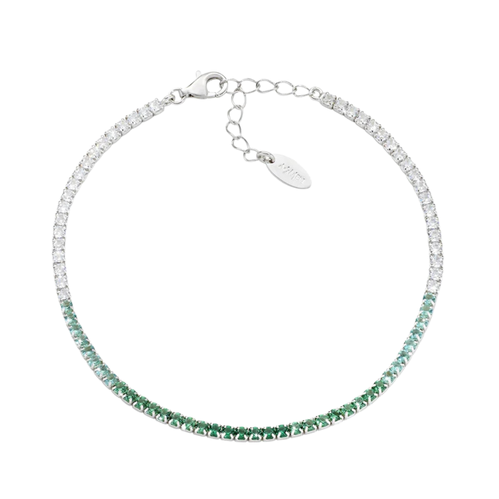 Amen Tennis Mania Bracelet with Degradé Green Zircons BTDEBVE16