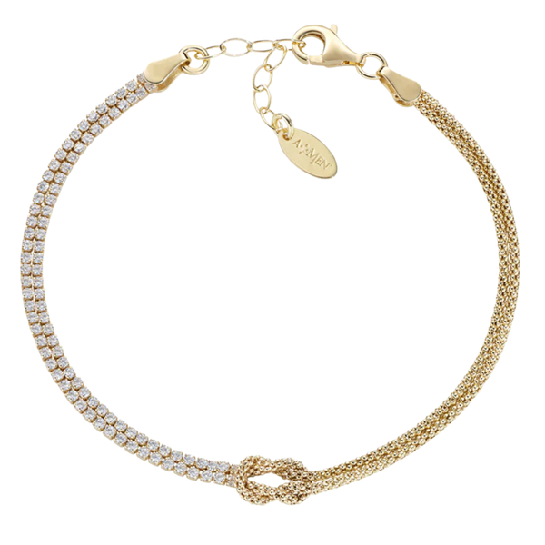 Bracciale Amen Nodo d'Amore Dorato con Zirconi Colorati  BRNOAMG