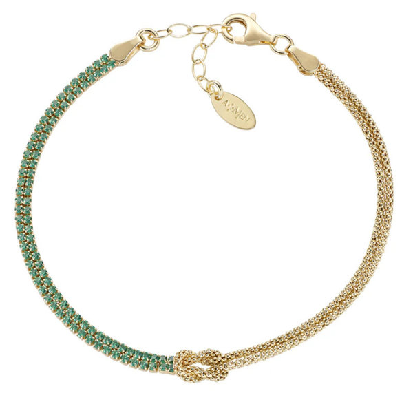 Bracciale Amen Nodo d'Amore Dorato con Zirconi Colorati  BRNOAMG