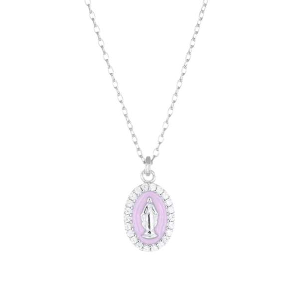 Collana Amen Rodiata Mini Medaglia Miracolosa Smaltata CLMISMB