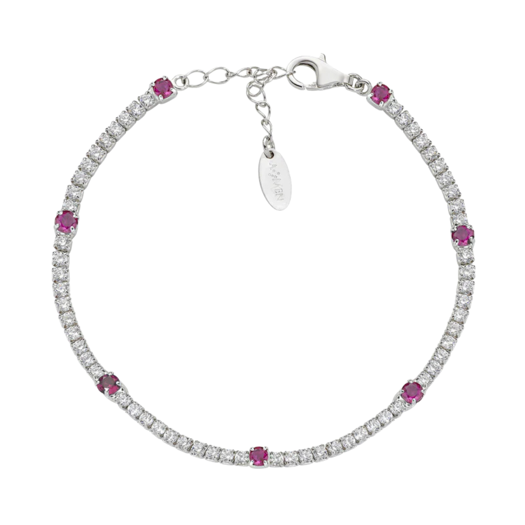 Amen Tennis Bracelet with White and Red Zircons