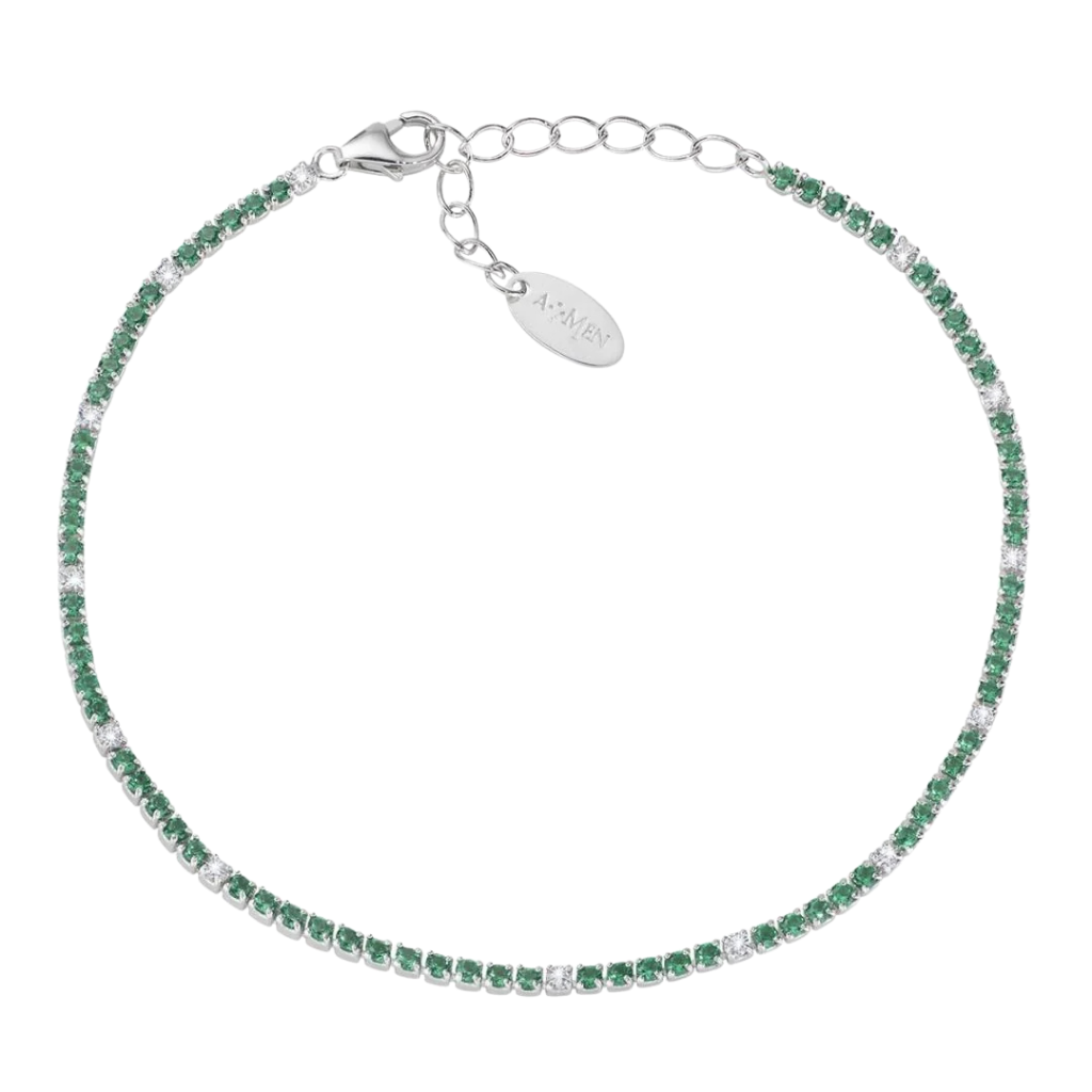 Amen Tennis Mania Bracelet With White And Green Zircons BT1BVEB17