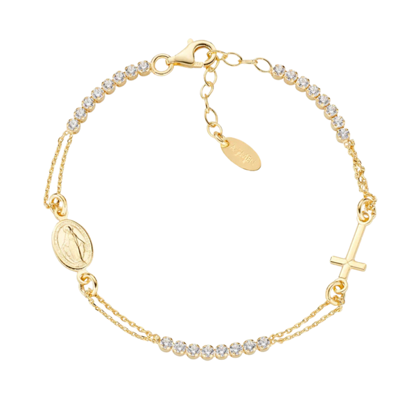 Bracciale Amen Rosario Tennis Con Zirconi Bianchi BRCRMI
