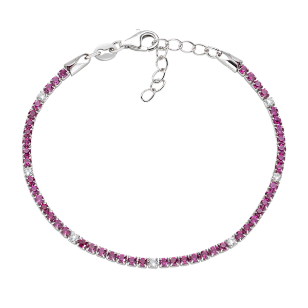 Amen Tennis Bracelet with Red Zircons