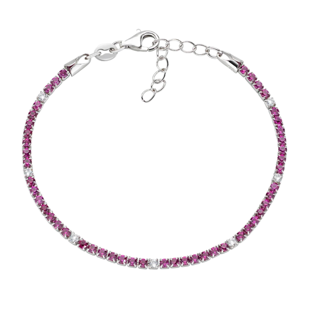 Pulsera de tenis Amen con circonitas rojas