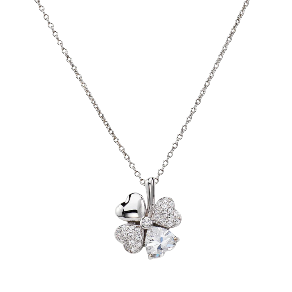 Amen Necklace with Quadricuore and White Zircons