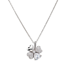 Amen Necklace with Quadricuore and White Zircons