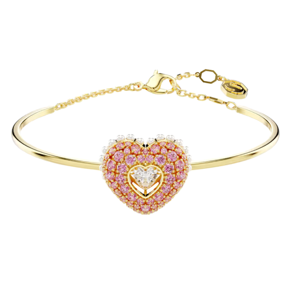 Bracciale Swarovski Rigido Idyllia Cuore Rosa Placcato Oro Giallo 5687258