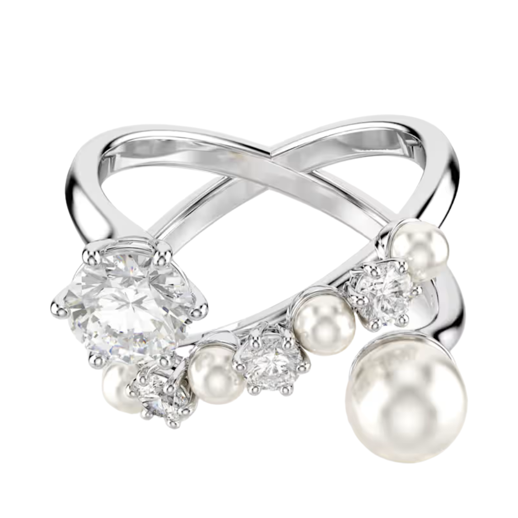 Swarovski Cocktail Matrix Ring with Crystals and Pearl
