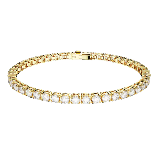 Bracciale Swarovski Matrix Tennis con Cristalli Bianchi in Lega Placcata Oro Giallo -