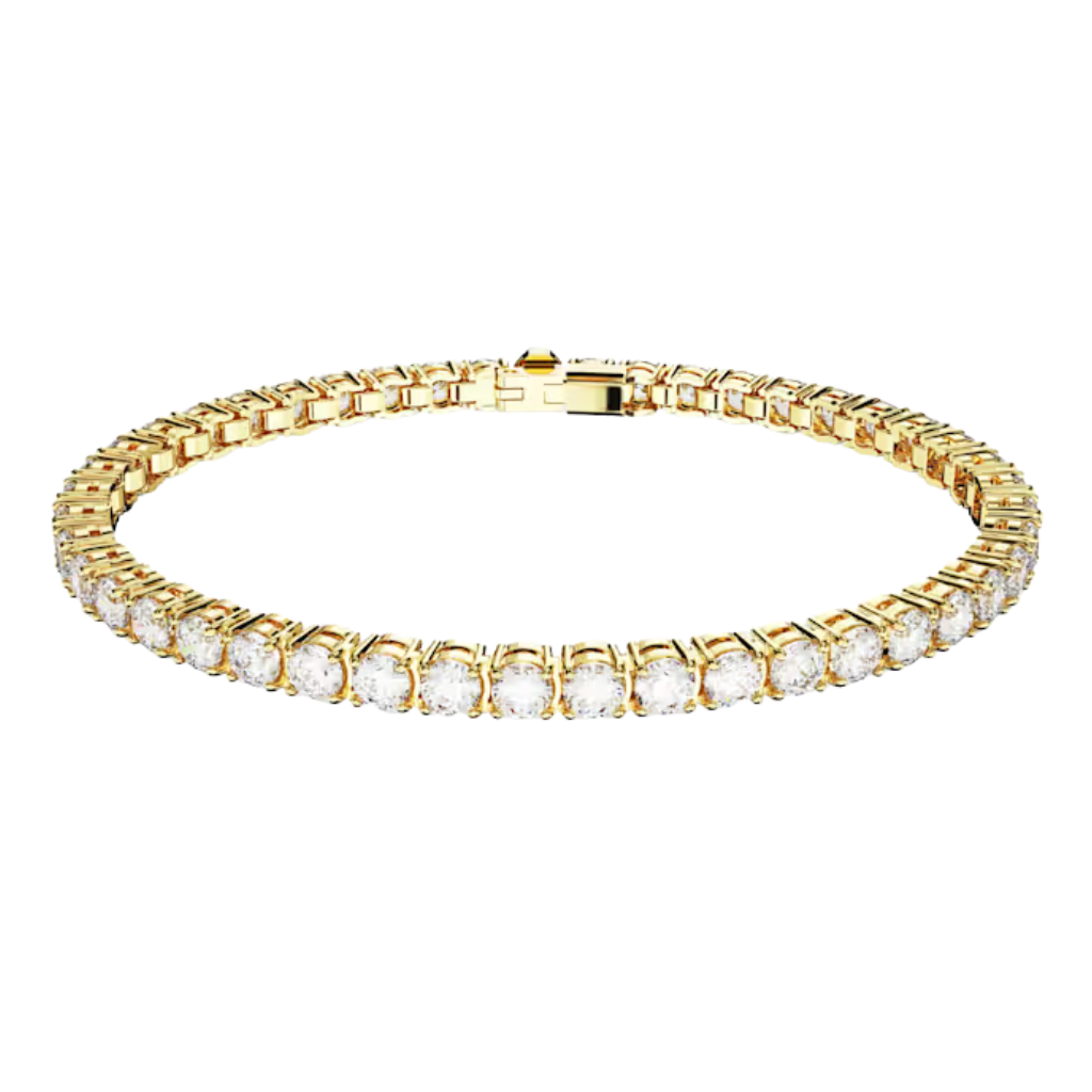 Pulsera de tenis Swarovski Matrix con cristales blancos en aleación bañada en oro amarillo
