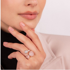 Bronzallure Ring with Natural Round Stones and Zircon Pavé