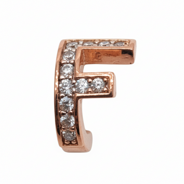 Golden Hoop Single Earring with Letter and Zircons