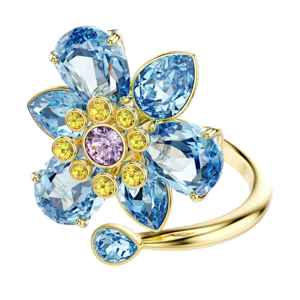 Anello Swarovski Aperto Idyllia Fiore Blu 5709031