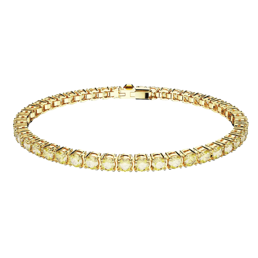 Swarovski Tennis Matrix Bracelet Yellow Gold Plated with Yellow Stones
